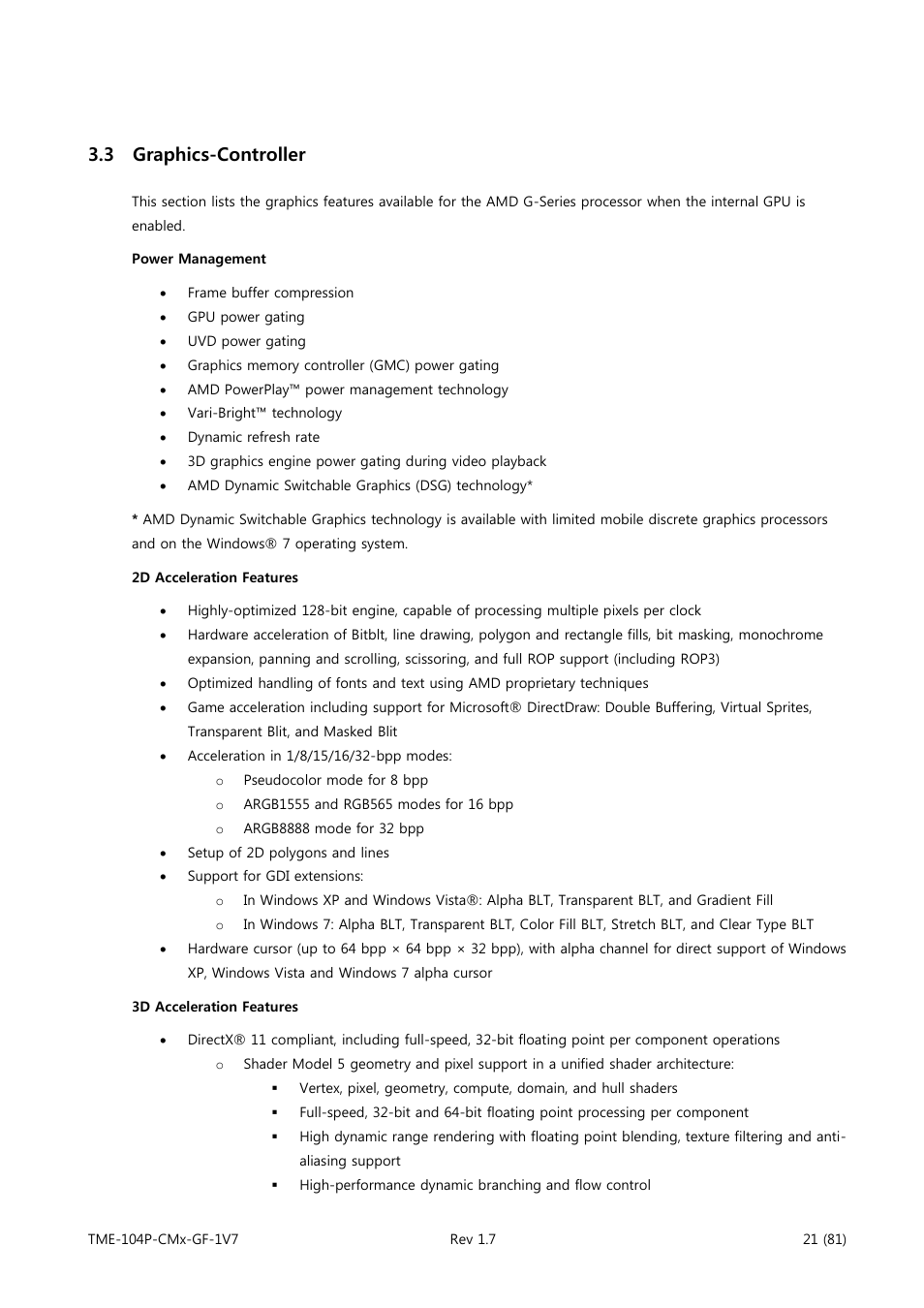 Graphics-controller, 3 graphics-controller | ADLINK CM3-GF User Manual | Page 29 / 93