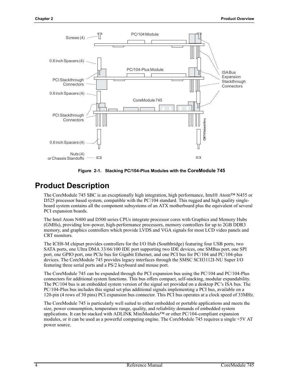 Product description, Figure 2-1, 6"). see | ADLINK CoreModule 745 User Manual | Page 10 / 56