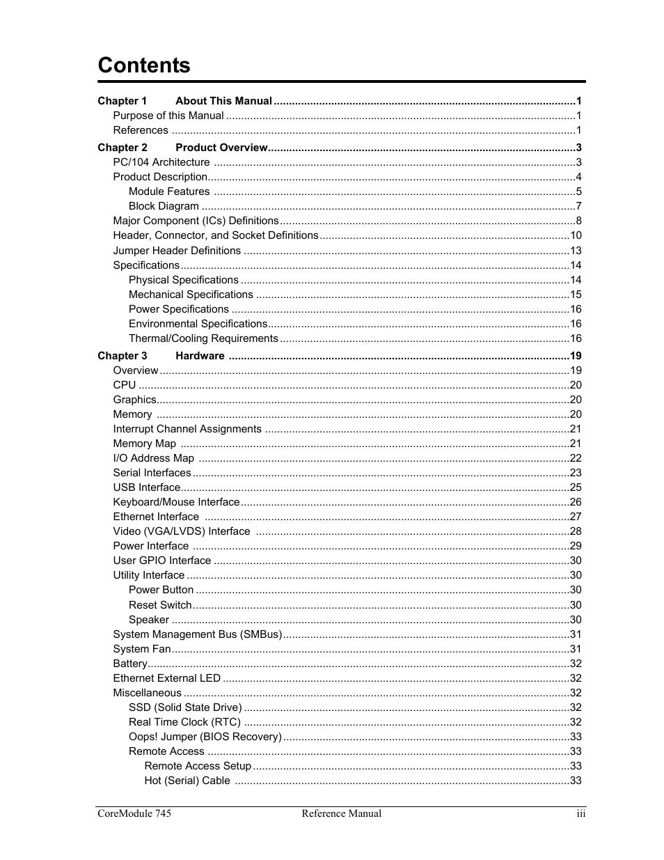 ADLINK CoreModule 745 User Manual | Page 3 / 56
