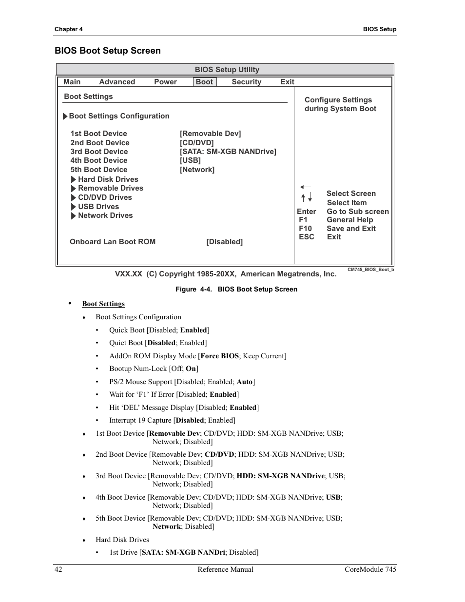 Bios boot setup screen, Figure 4-4 | ADLINK CoreModule 745 User Manual | Page 48 / 56