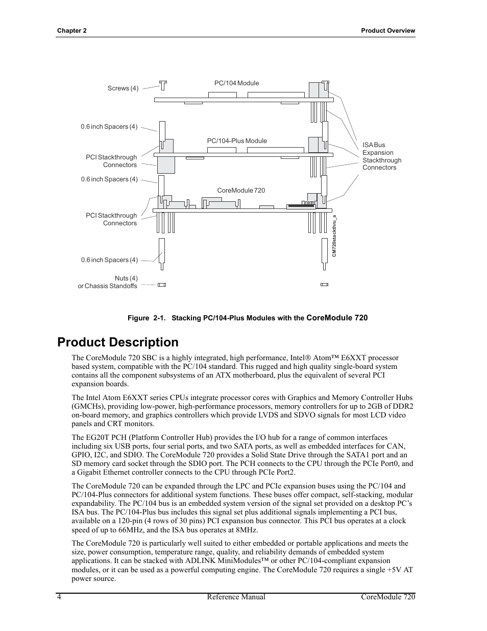 Product description, Figure 2-1 | ADLINK CoreModule 720 User Manual | Page 10 / 62