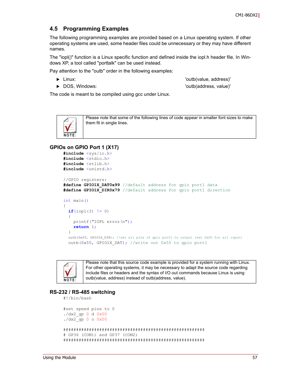 Programming examples, 5 programming examples | ADLINK CM1-86DX2 User Manual | Page 63 / 78