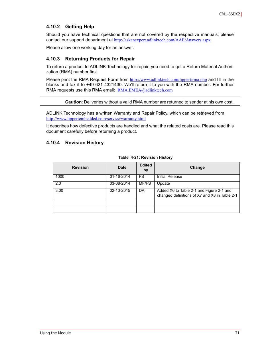 ADLINK CM1-86DX2 User Manual | Page 77 / 78