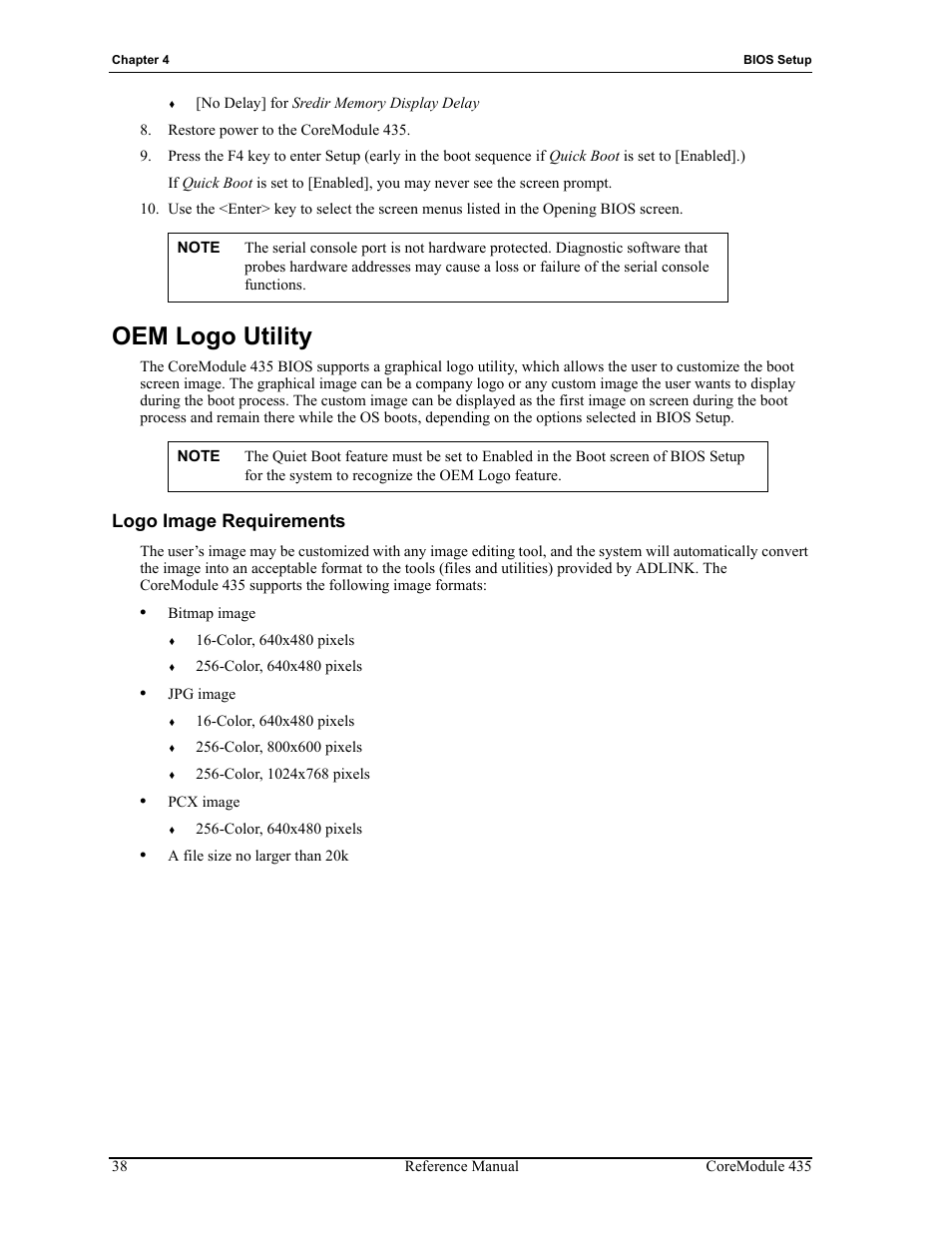 Oem logo utility, Logo image requirements | ADLINK CoreModule 435 User Manual | Page 44 / 58