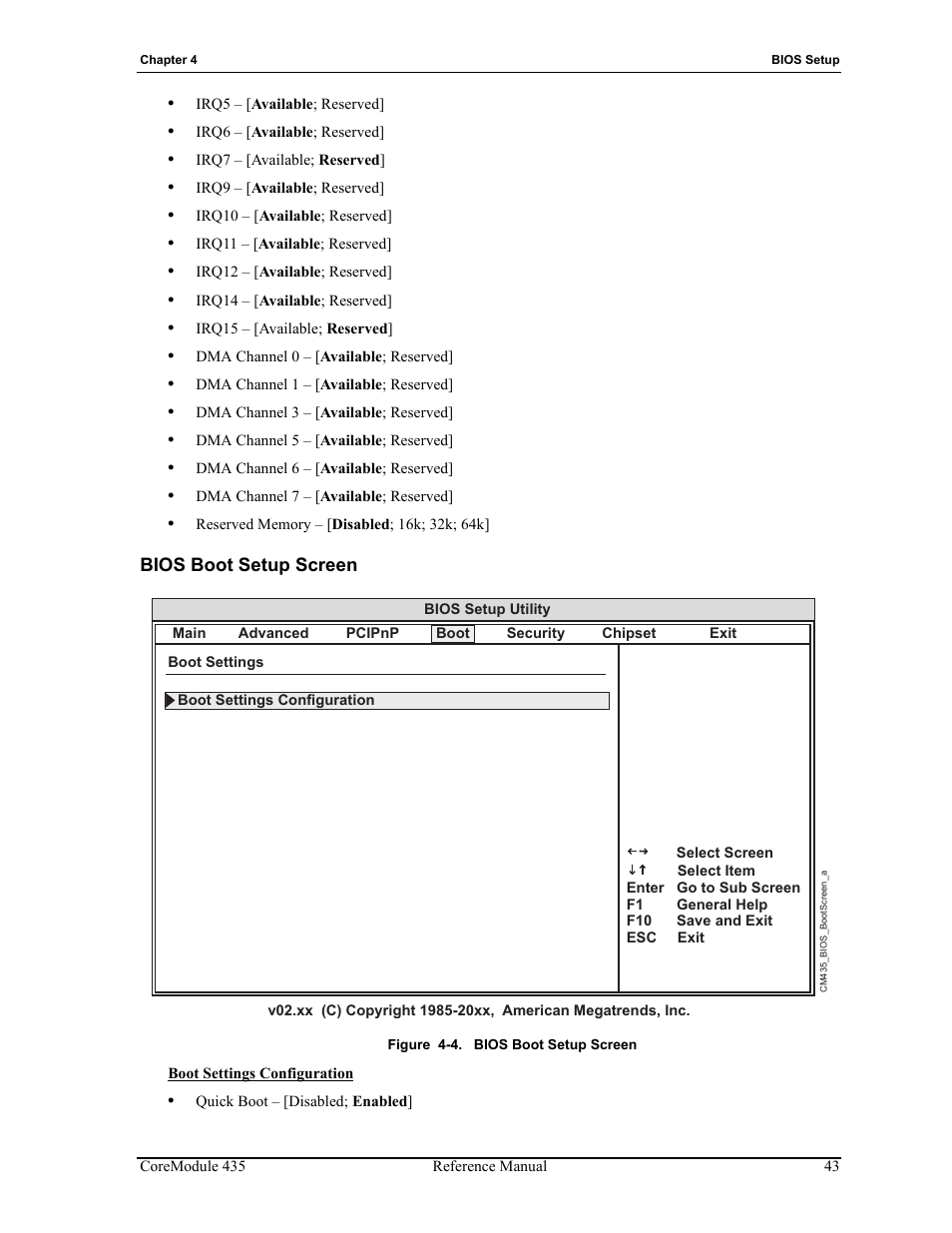 Bios boot setup screen, Figure 4-4 | ADLINK CoreModule 435 User Manual | Page 49 / 58