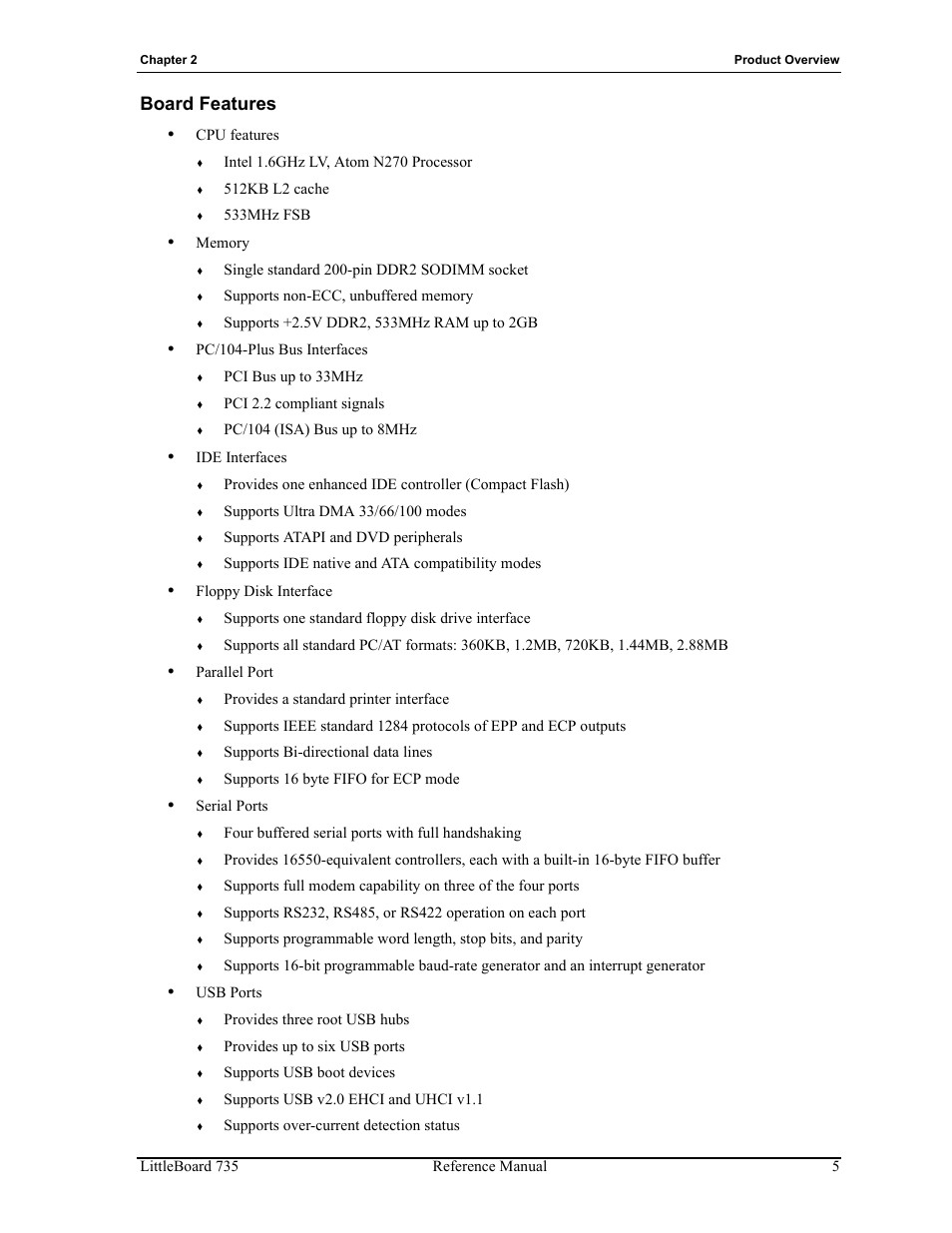 Board features | ADLINK LittleBoard 735 User Manual | Page 11 / 72