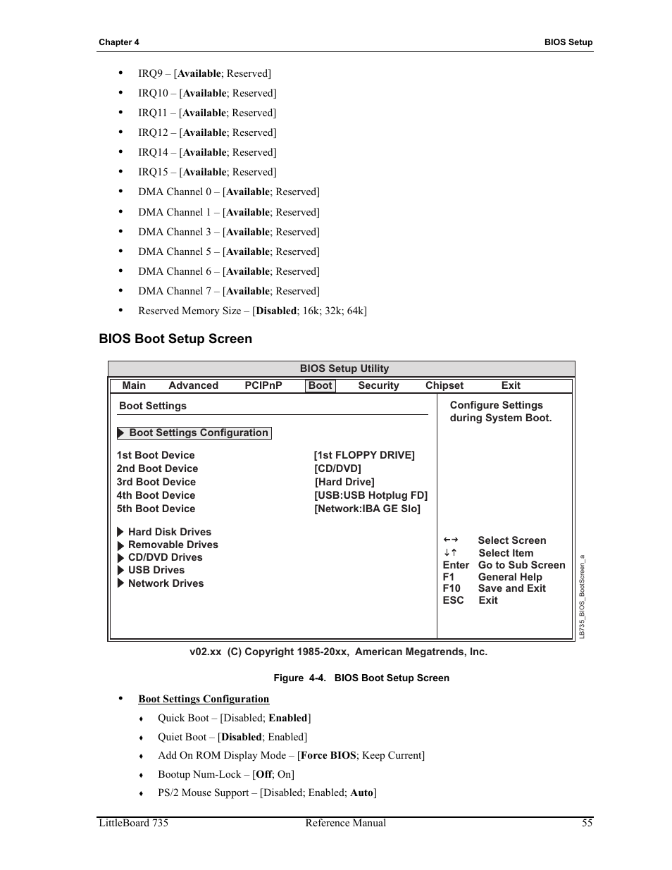 Bios boot setup screen, Figure 4-4 | ADLINK LittleBoard 735 User Manual | Page 61 / 72