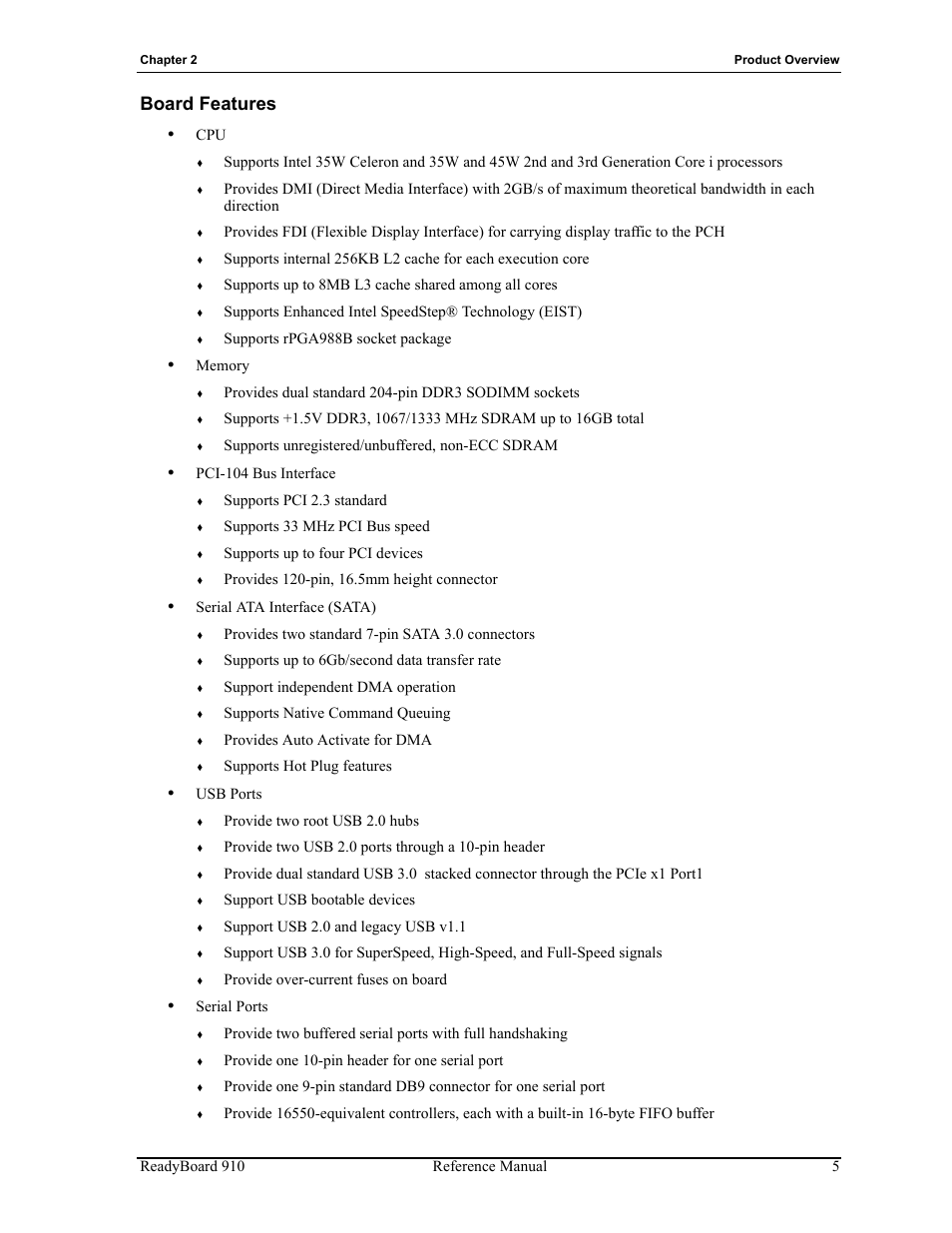 Board features | ADLINK ReadyBoard 910 User Manual | Page 11 / 68