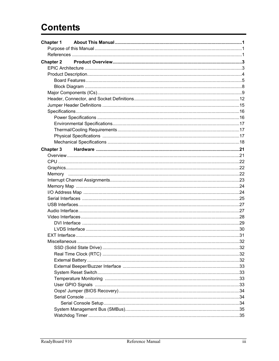 ADLINK ReadyBoard 910 User Manual | Page 3 / 68