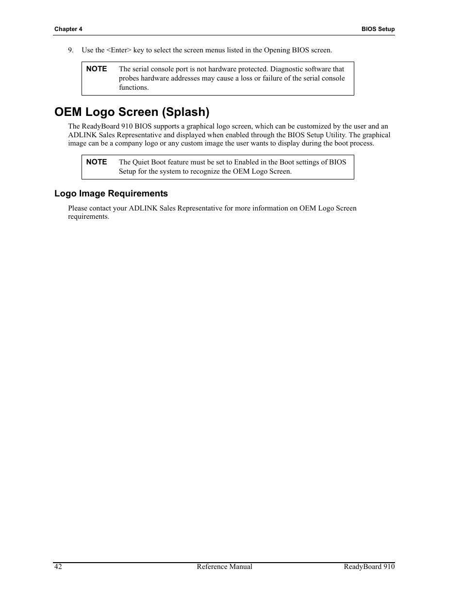 Oem logo screen (splash), Logo image requirements | ADLINK ReadyBoard 910 User Manual | Page 48 / 68