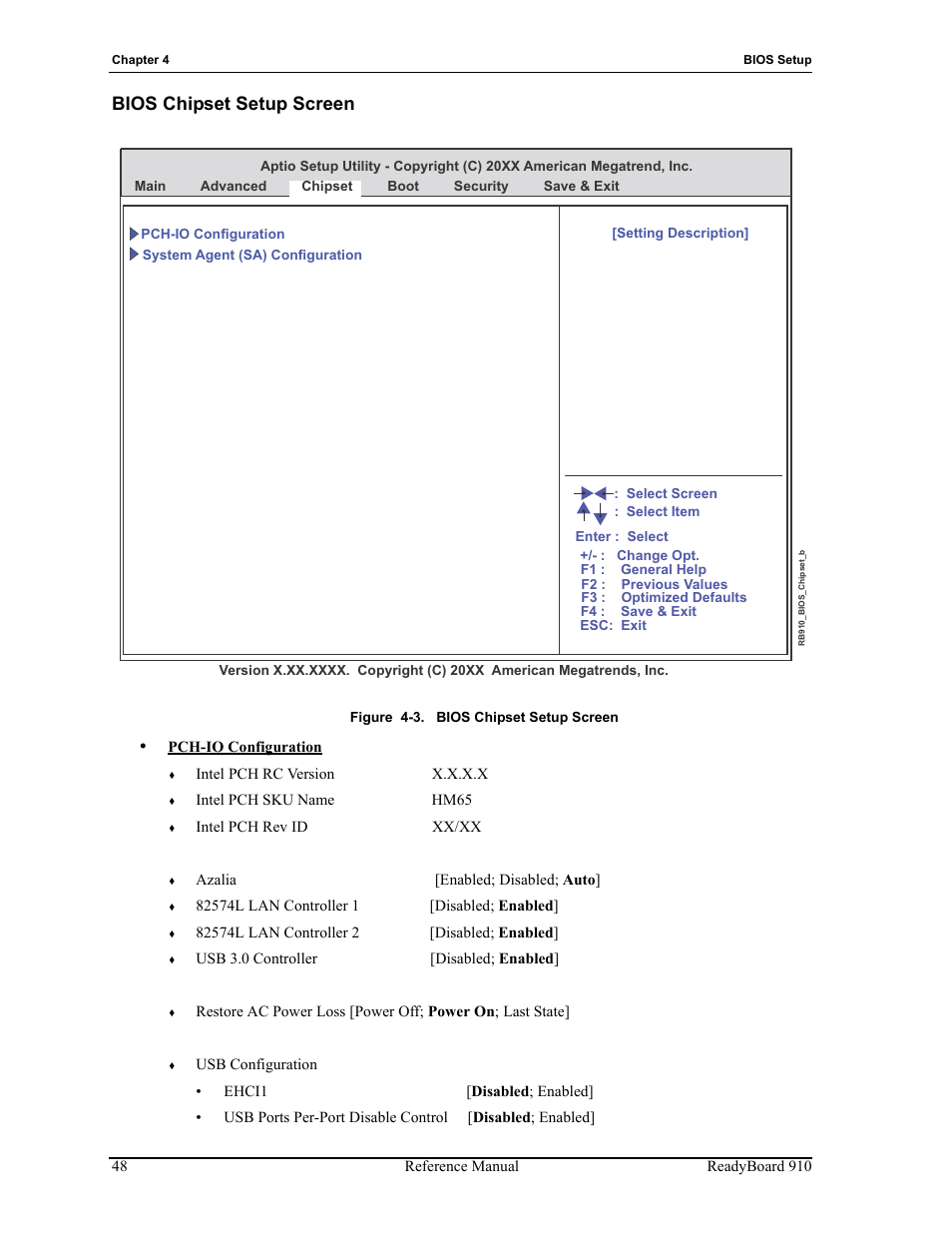 Bios chipset setup screen, Figure 4-3 | ADLINK ReadyBoard 910 User Manual | Page 54 / 68