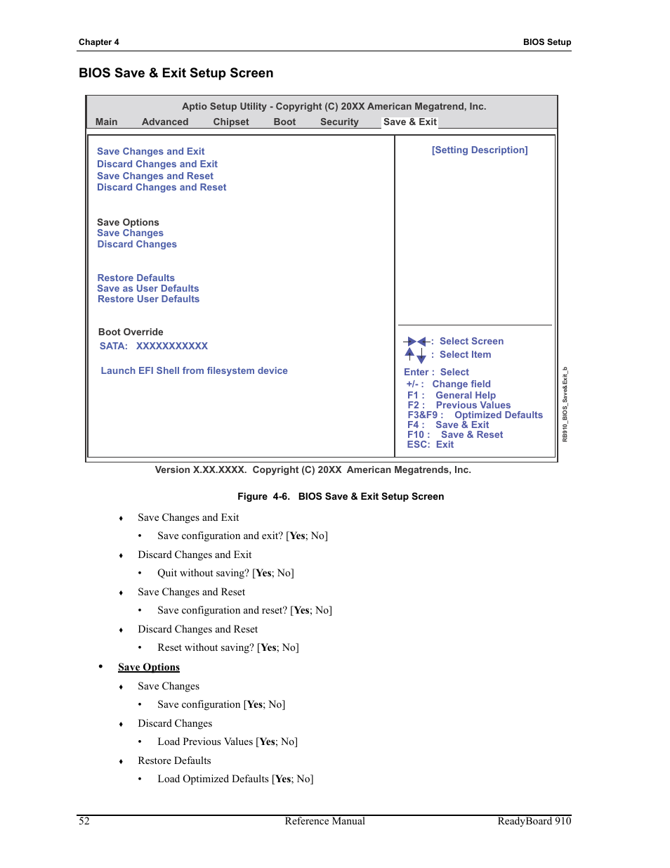 Bios save & exit setup screen, Figure 4-6 | ADLINK ReadyBoard 910 User Manual | Page 58 / 68