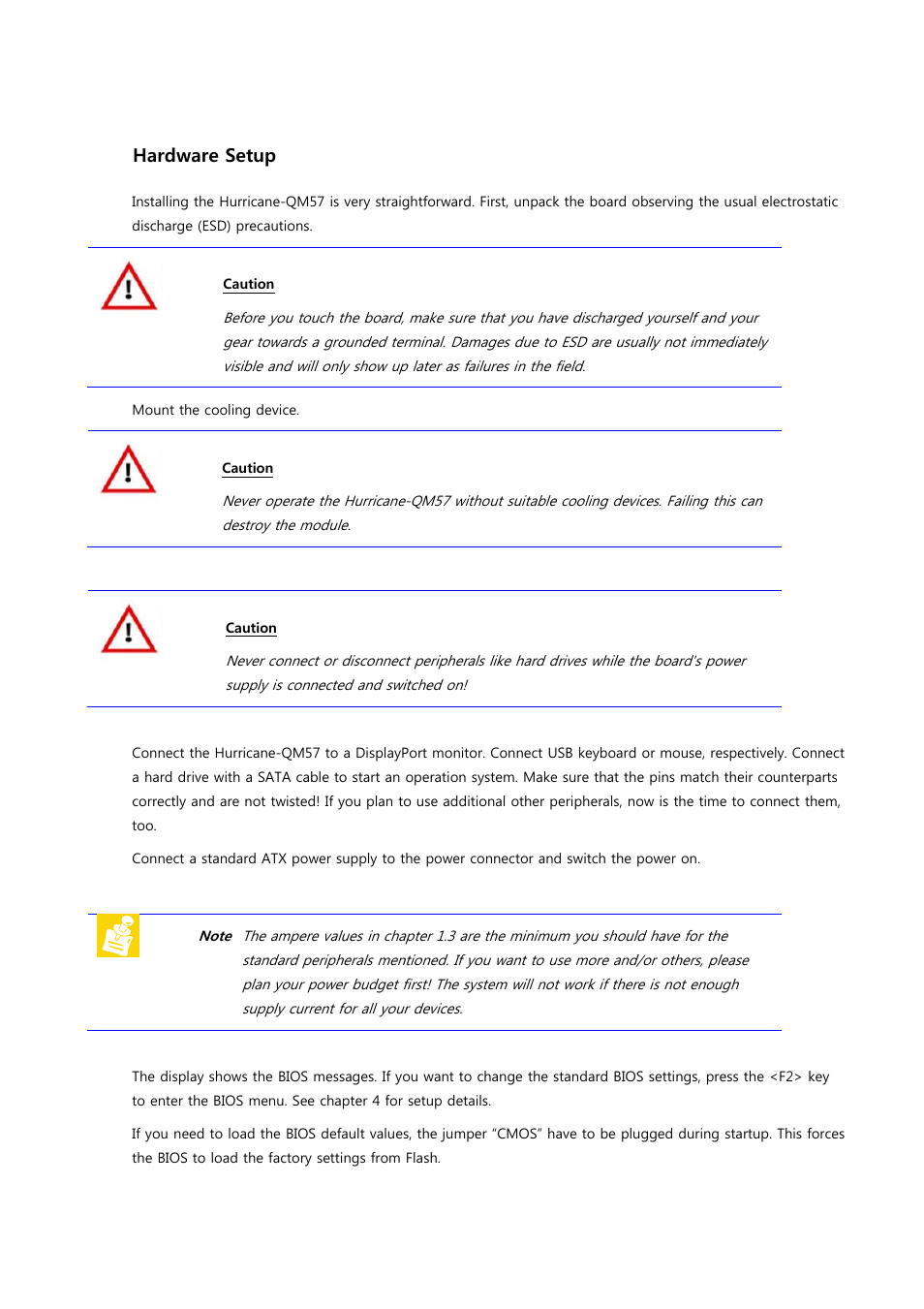 4 hardware setup | ADLINK Hurricane-QM57 User Manual | Page 19 / 84