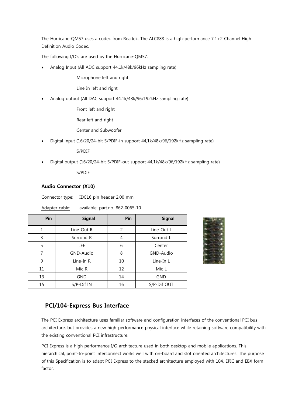 8 pci/104-express bus interface | ADLINK Hurricane-QM57 User Manual | Page 32 / 84