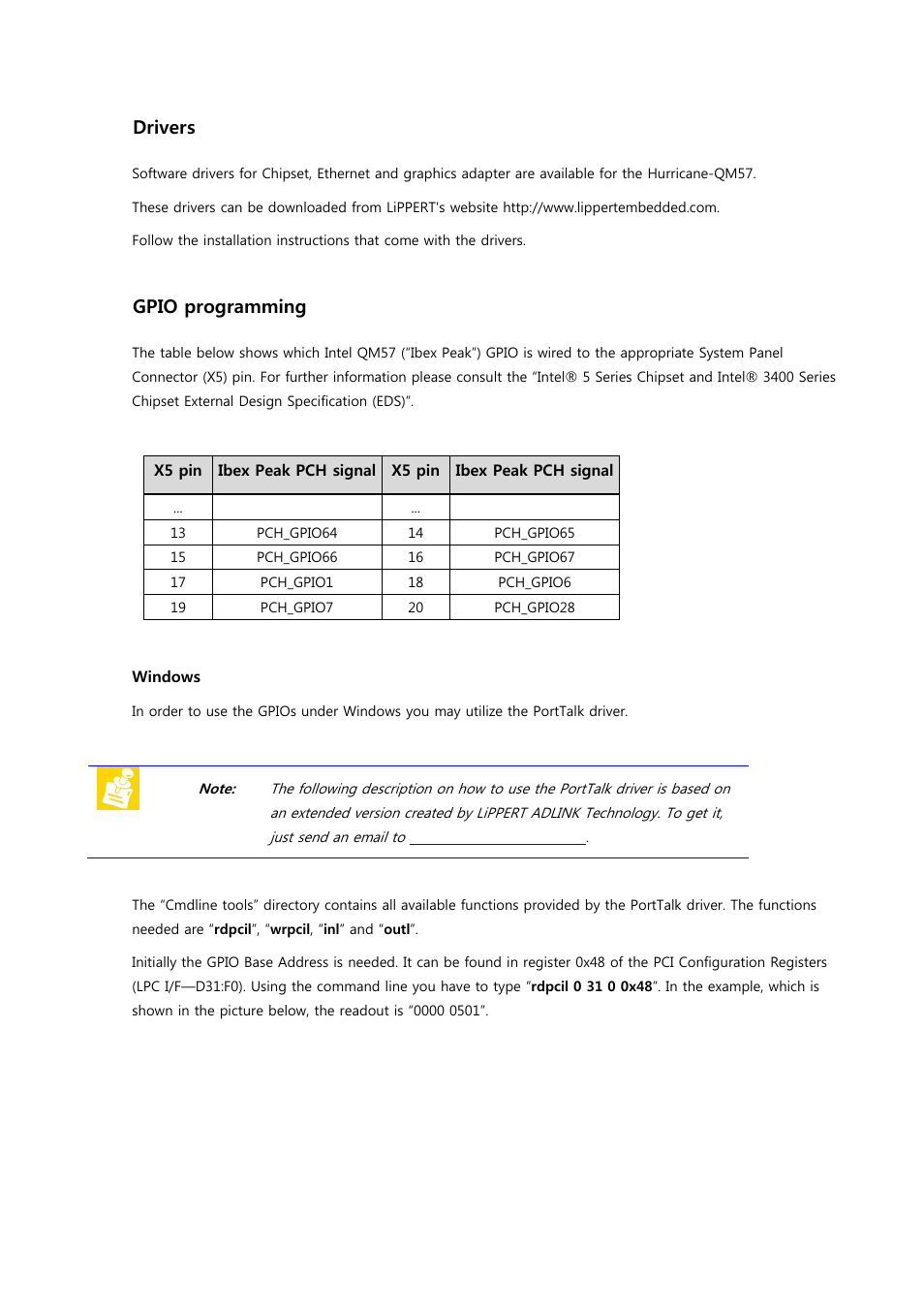 2 drivers, 3 gpio programming | ADLINK Hurricane-QM57 User Manual | Page 71 / 84