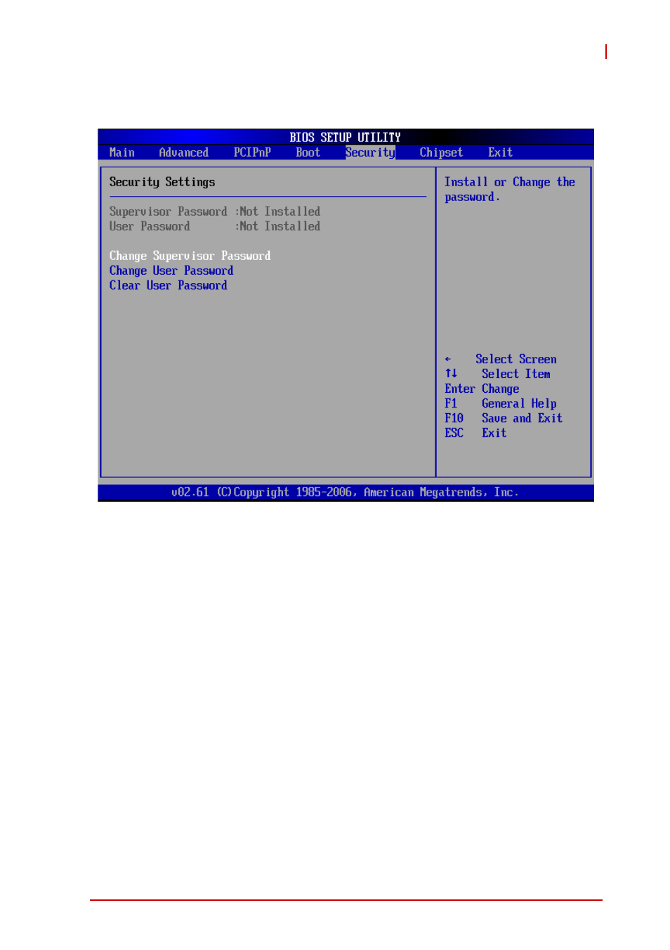 6 security setup, Password support, Two levels of password protection | Security setup | ADLINK ReadyBoard 740 User Manual | Page 53 / 68