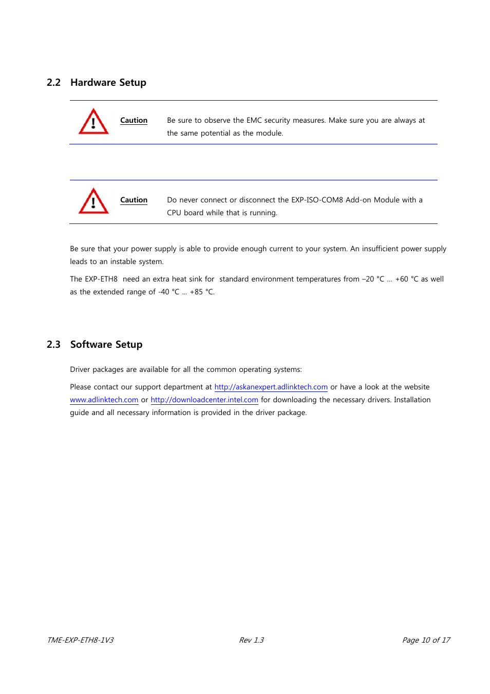 2 hardware setup, 3 software setup | ADLINK EXP-ETH8 User Manual | Page 14 / 25