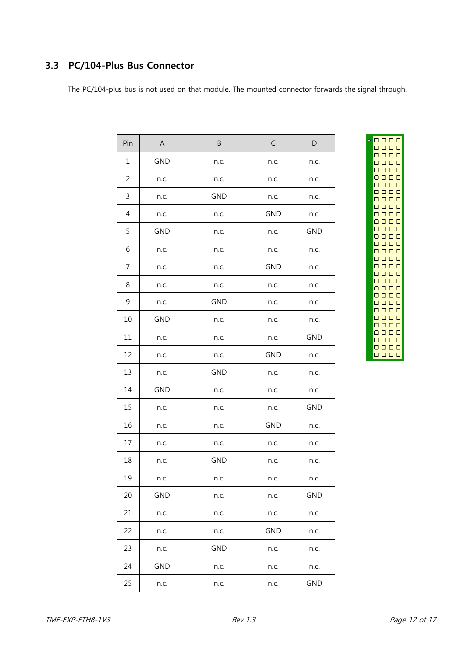3 pc/104-plus bus connector | ADLINK EXP-ETH8 User Manual | Page 16 / 25