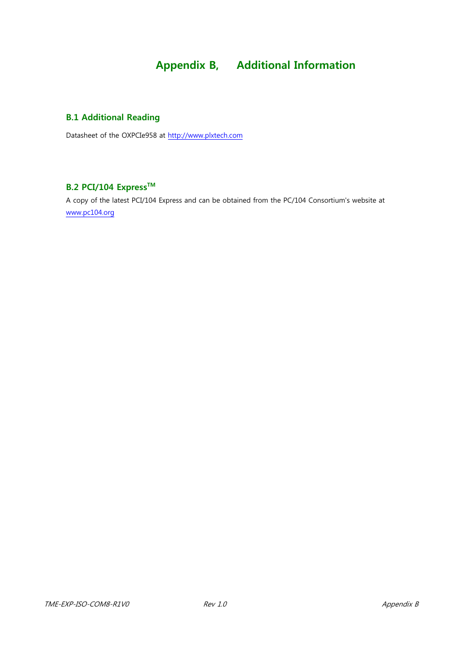 Appendix b, additional information | ADLINK EXP-ISO-COM8 User Manual | Page 31 / 33