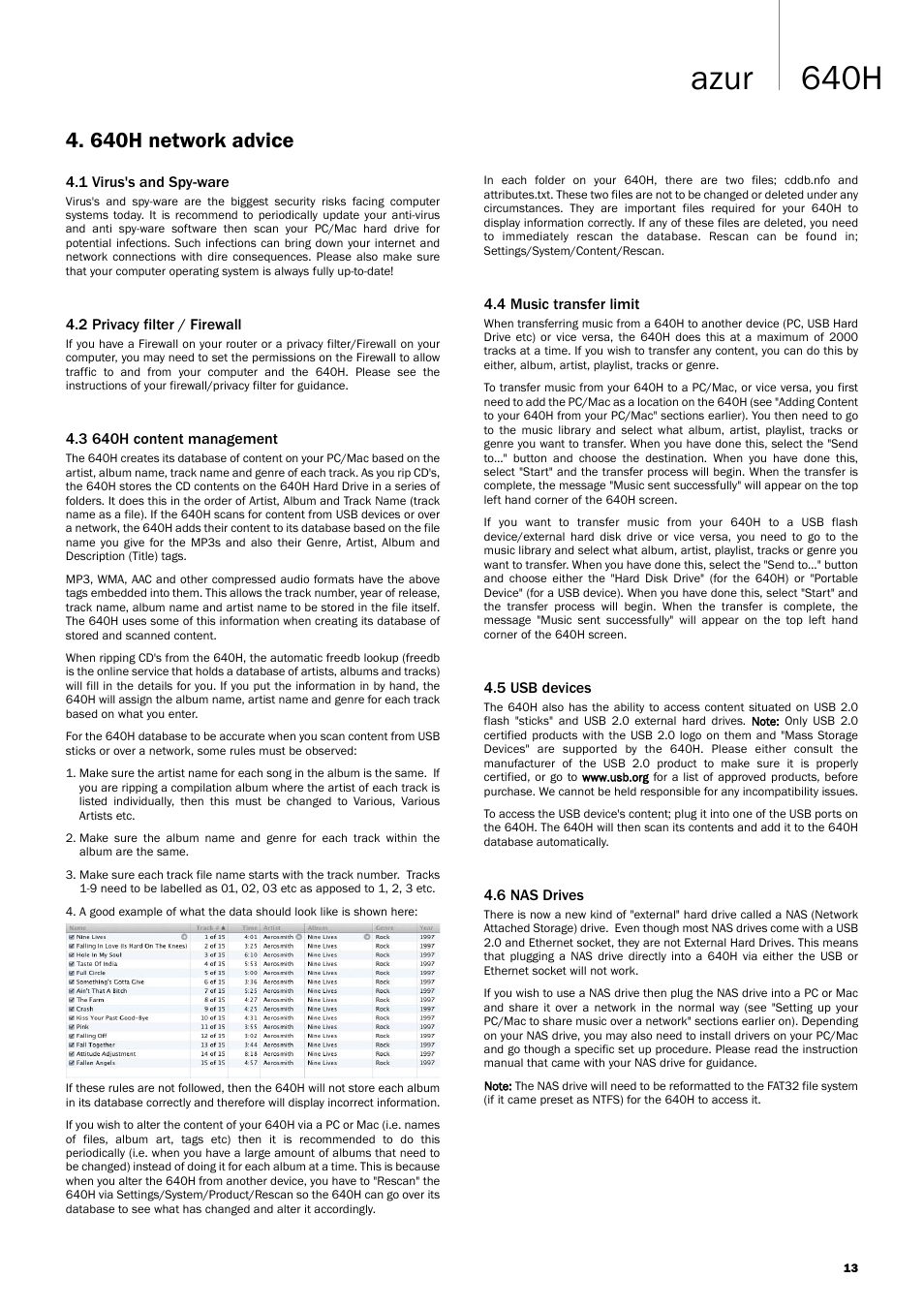 640h azur, 640h network advice | Cambridge Audio 640H User Manual | Page 13 / 15