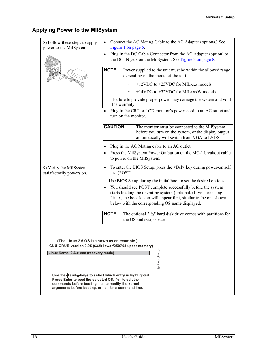Applying power to the milsystem | ADLINK MilSystem 735 User Manual | Page 20 / 26