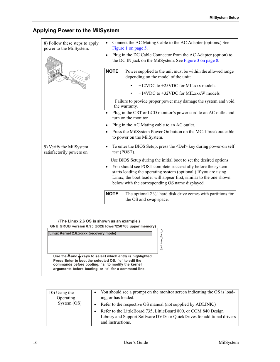 Applying power to the milsystem | ADLINK MilSystem 800 User Manual | Page 20 / 24