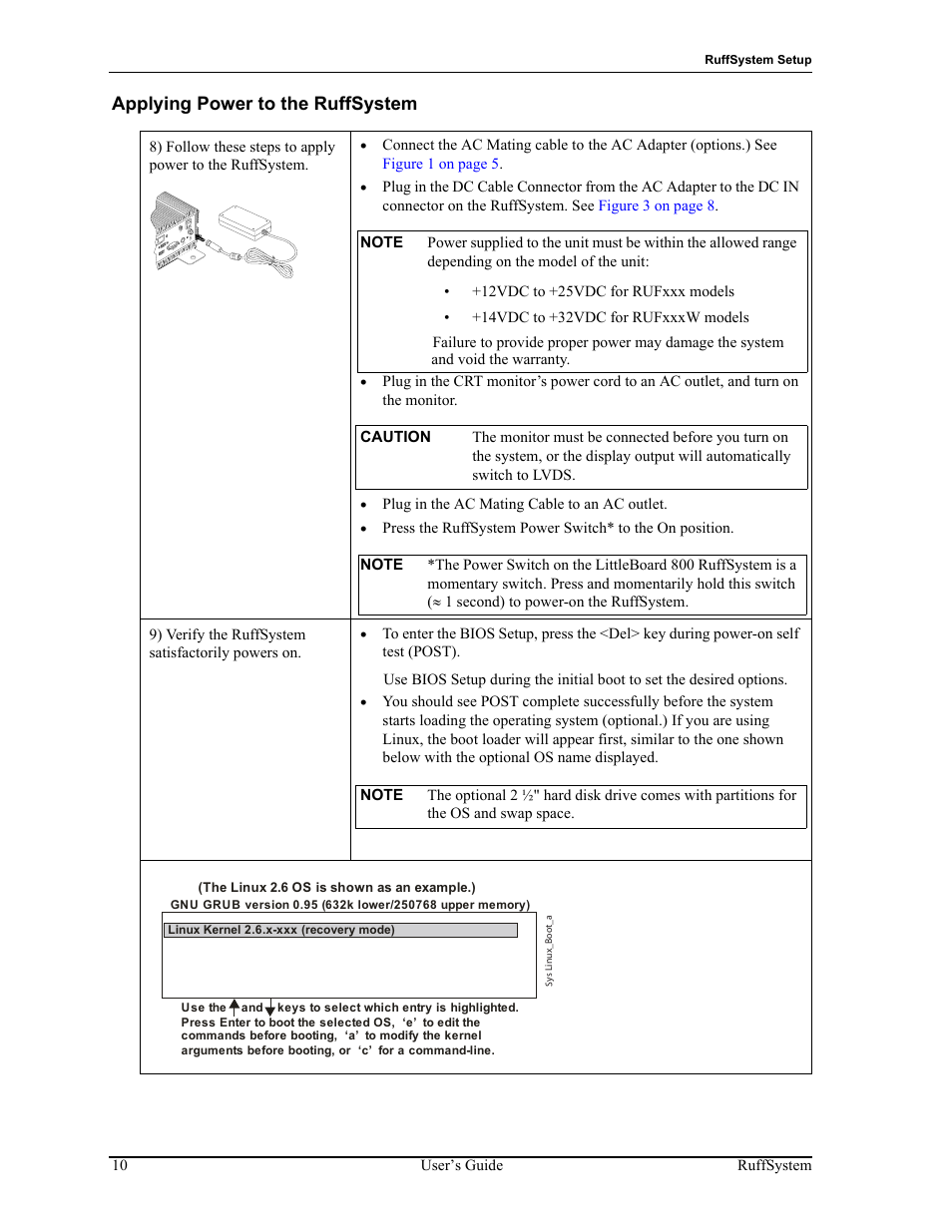 Applying power to the ruffsystem | ADLINK RuffSystem 735 User Manual | Page 14 / 20