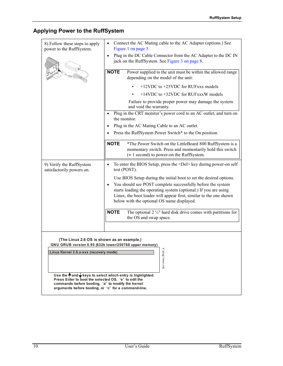 Applying power to the ruffsystem | ADLINK RuffSystem 800 User Manual | Page 14 / 20