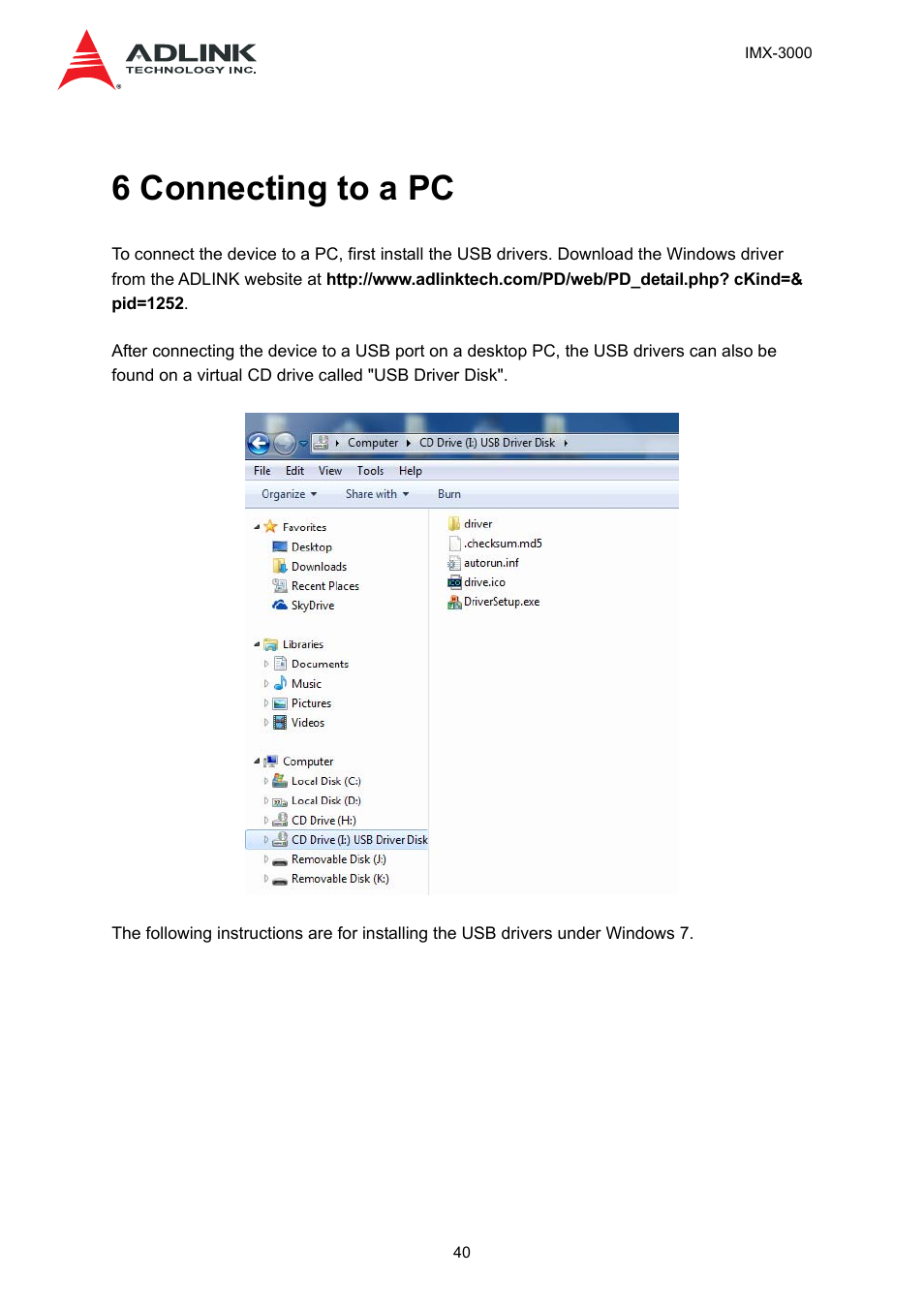 6 connecting to a pc | ADLINK IMX-3000 User Manual | Page 40 / 57