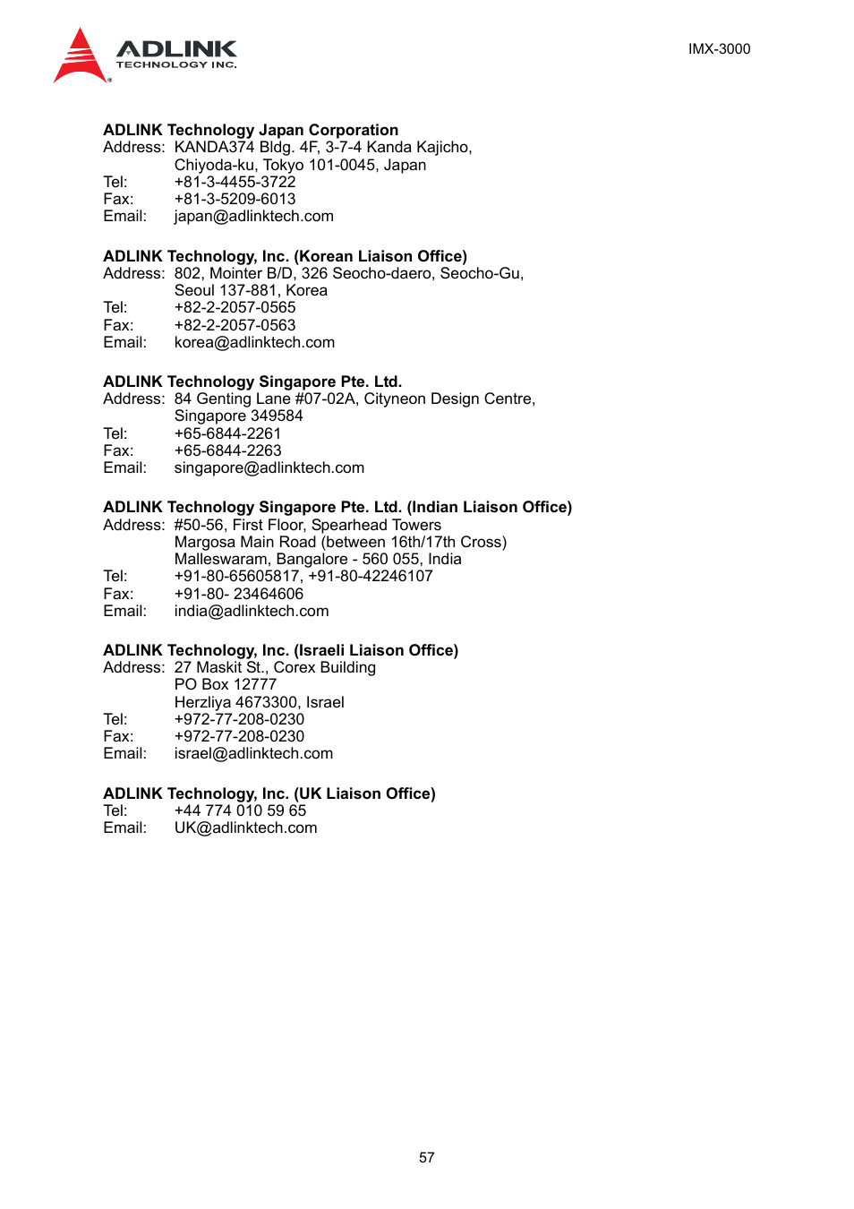 ADLINK IMX-3000 User Manual | Page 57 / 57