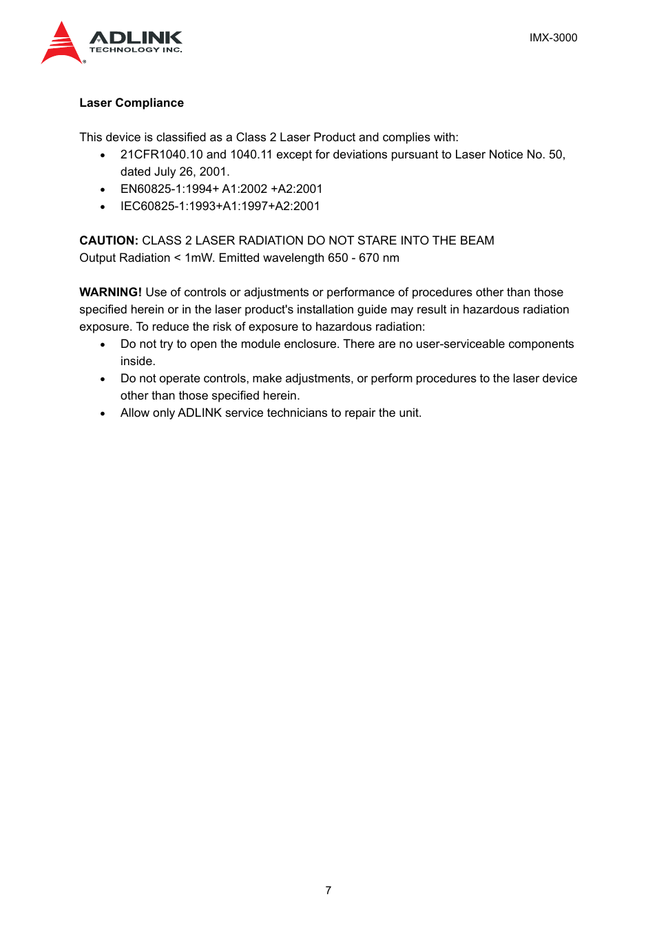 ADLINK IMX-3000 User Manual | Page 7 / 57