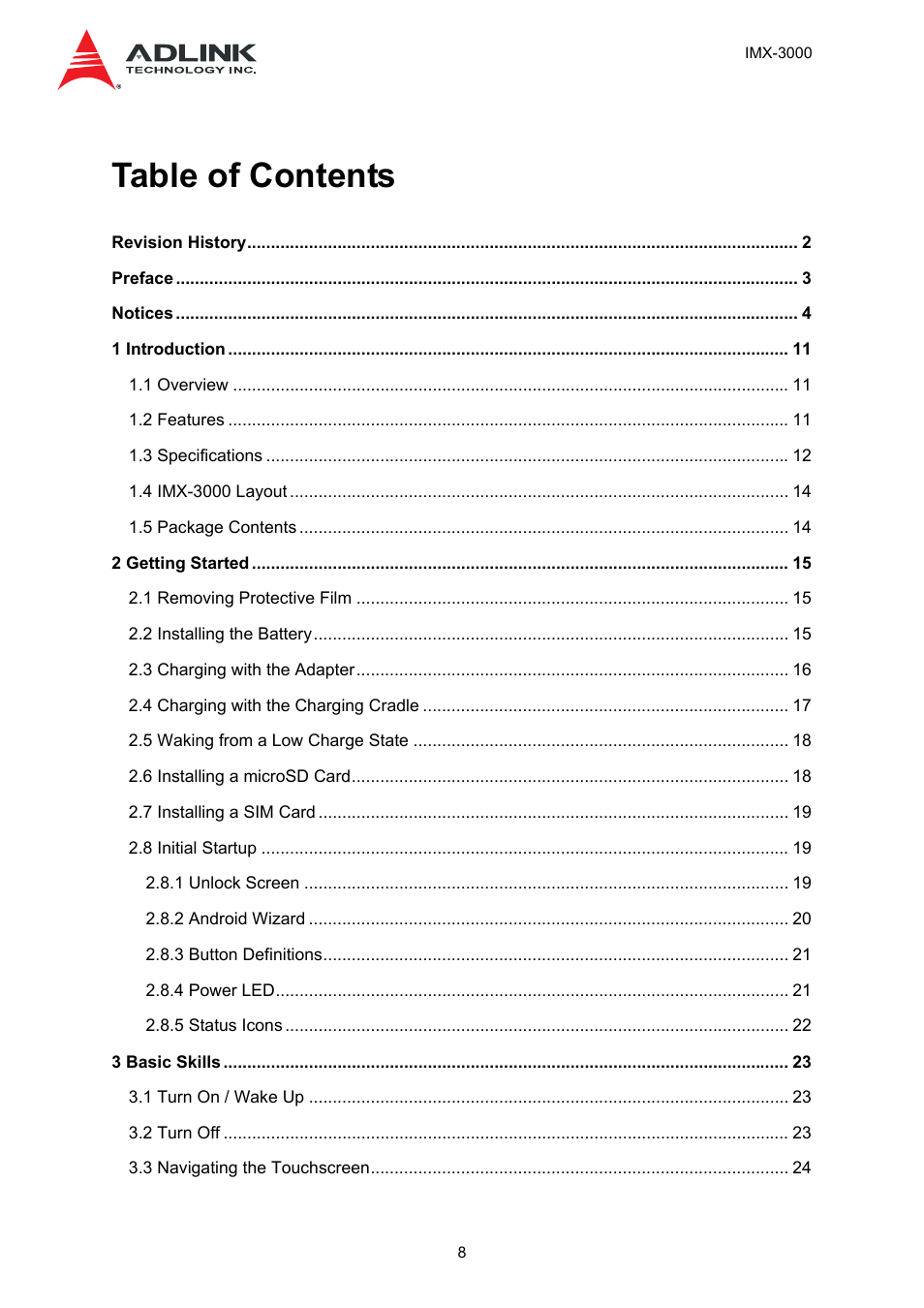ADLINK IMX-3000 User Manual | Page 8 / 57