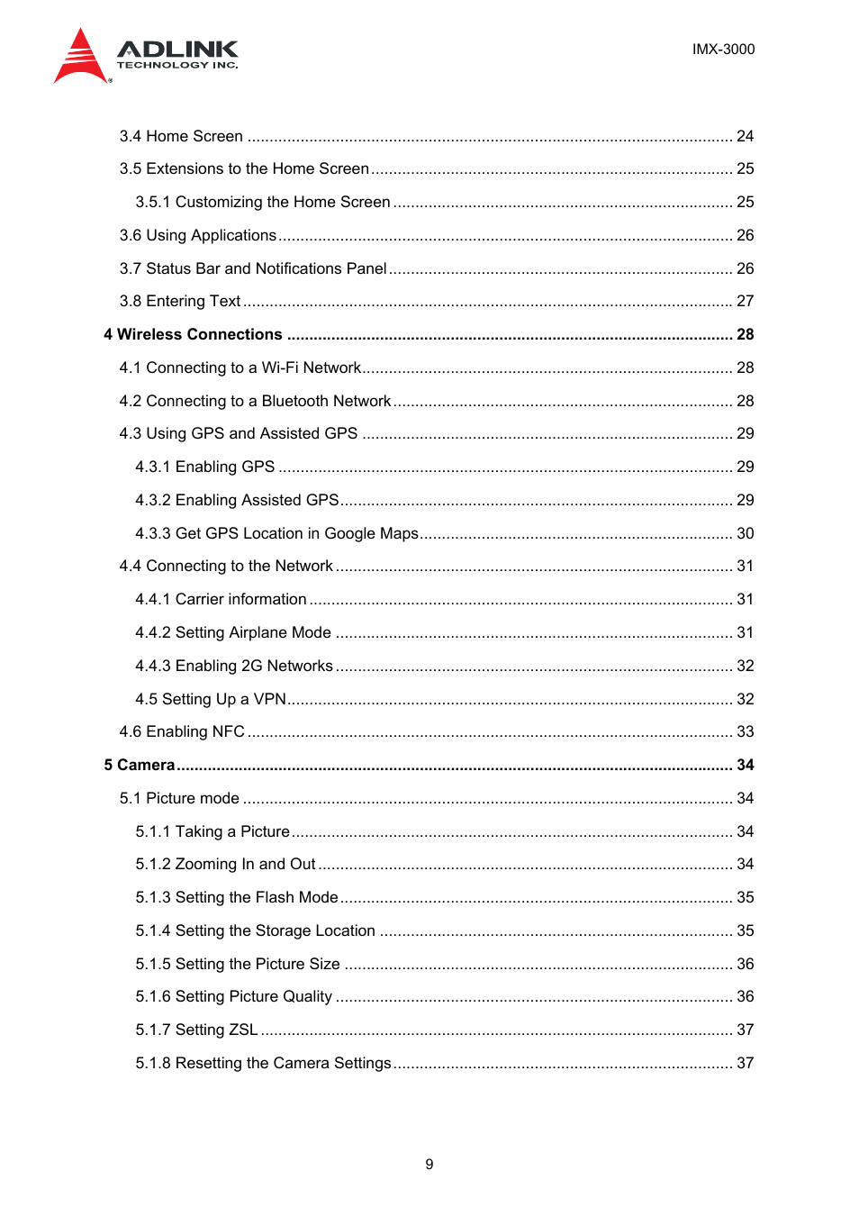 ADLINK IMX-3000 User Manual | Page 9 / 57
