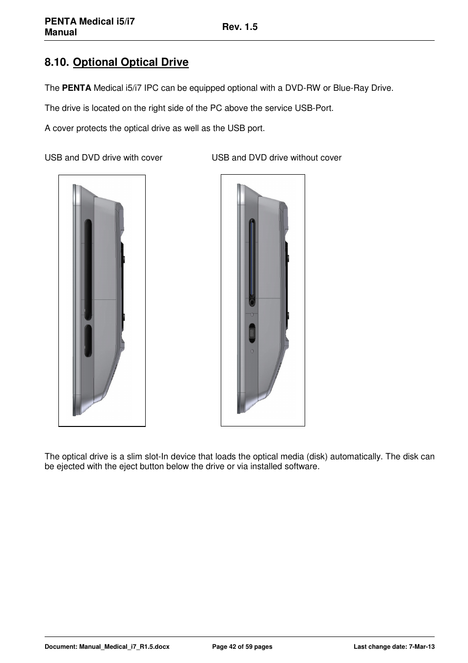 Optional optical drive | ADLINK Medical-i7 18/21 User Manual | Page 42 / 59