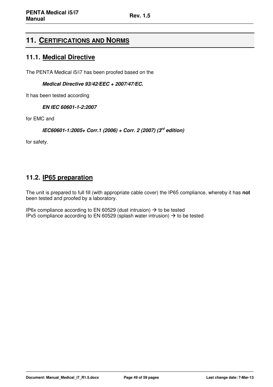 Medical directive, Ip65 preparation | ADLINK Medical-i7 18/21 User Manual | Page 49 / 59