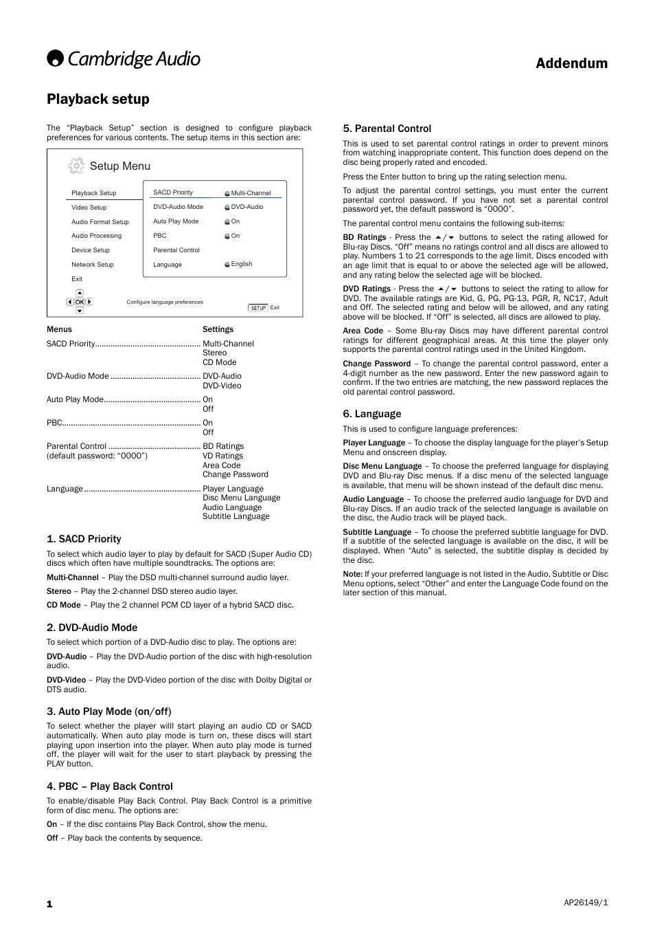 Cambridge Audio AP26149/1 User Manual | 3 pages