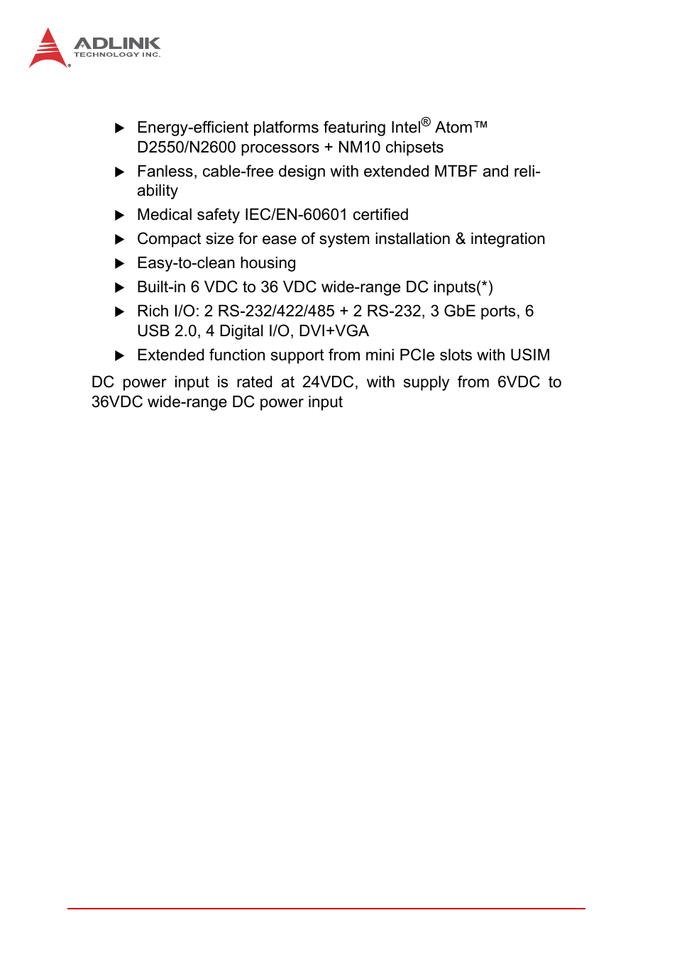 2 features, Features | ADLINK iSeries Monitor 18/21 User Manual | Page 14 / 84