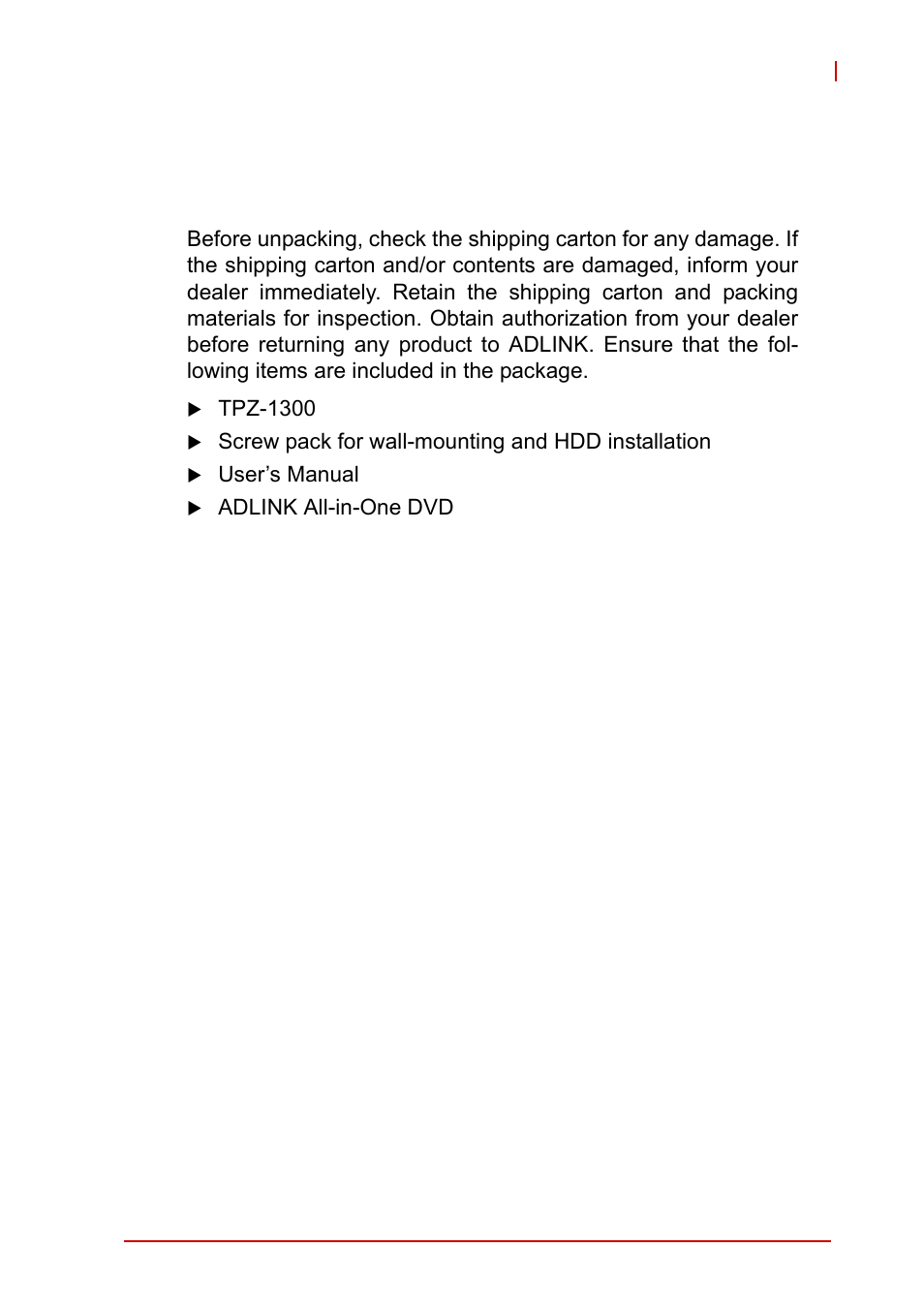 2 getting started, 1 unpacking checklist, Unpacking checklist | 2getting started | ADLINK iSeries Monitor 18/21 User Manual | Page 39 / 84