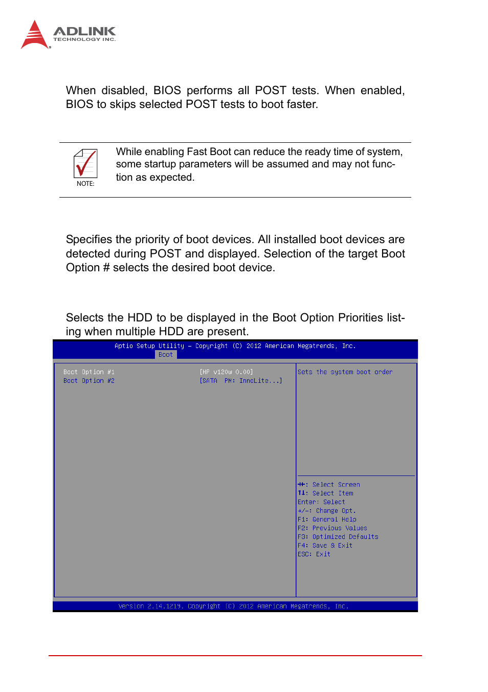 Fast boot, Boot option priorities, Hard drive bbs priorities | ADLINK iSeries Monitor 18/21 User Manual | Page 74 / 84