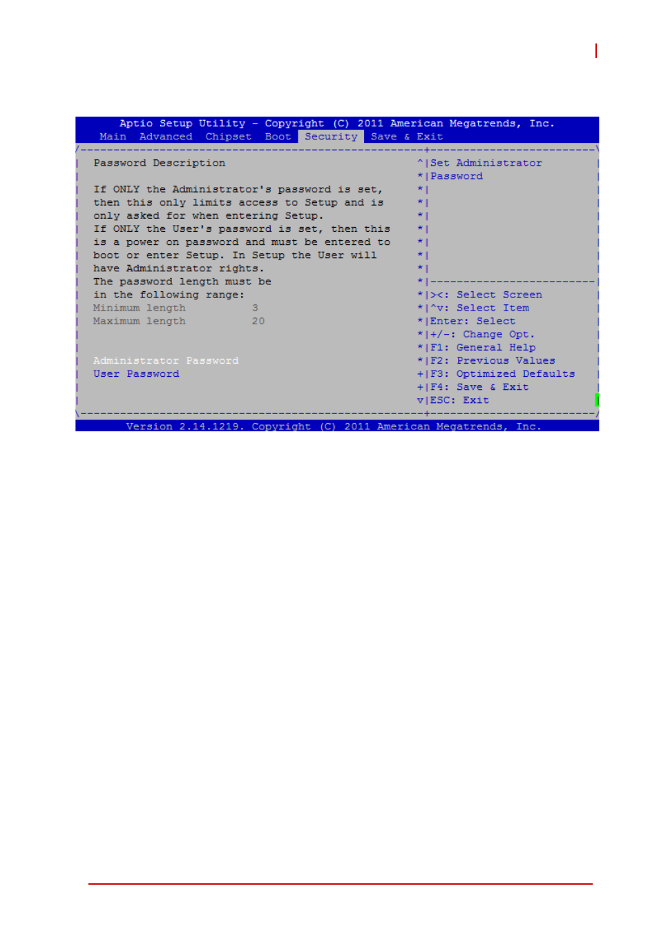 7 security setup, Administrator, user password, Security setup | ADLINK STC-15W04 User Manual | Page 57 / 66