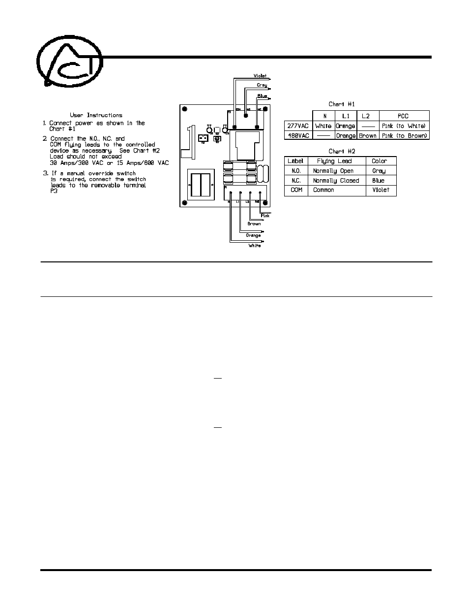 Advanced Control Technologies RB304 (277/480VAC, 30A/15A, SPDTA10 RELAY RECEIVER) User Manual | 3 pages