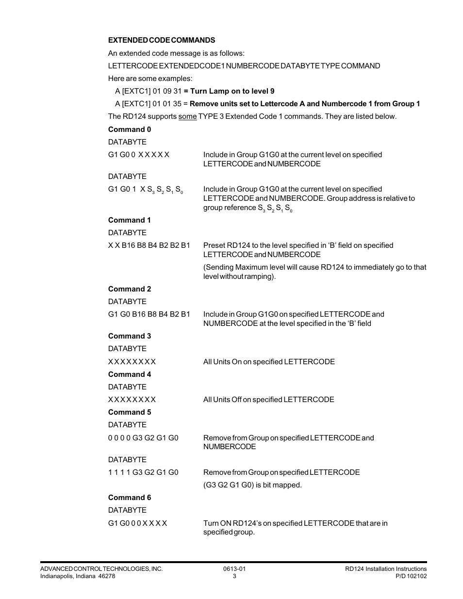 Advanced Control Technologies RD124 (A10 120VAC, 300W, PLUG-IN,DIMMER RECEIVER) User Manual | Page 3 / 4