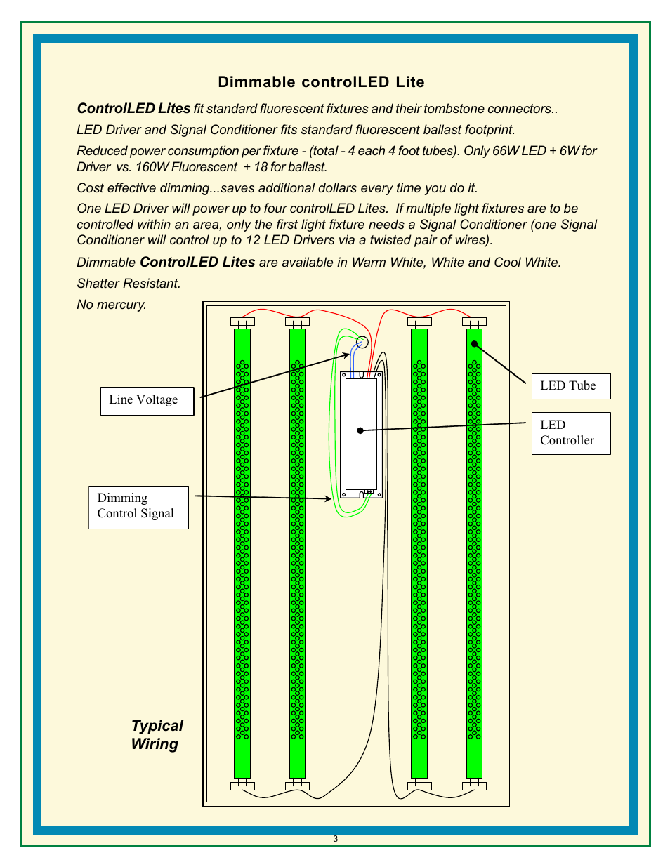 Advanced Control Technologies CL4W-4500K (LED Tube, ControlLED, 4ft.,White, 18W) User Manual | Page 3 / 4