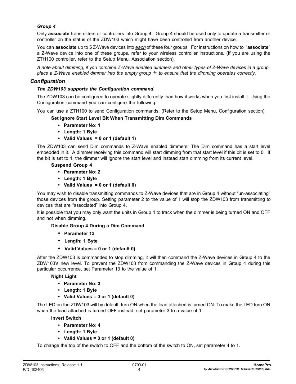 Advanced Control Technologies Specs Instructions ZDW103W (RF 120 VAC, 500W, Wall DimmerThree Way, White) User Manual | Page 4 / 7