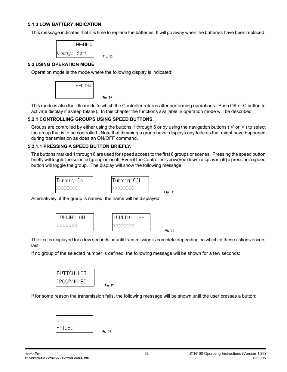 Advanced Control Technologies Specs Instructions ZTH110 (RF Controller, HandheldLED Indicator, 908.42MHz) User Manual | Page 23 / 26