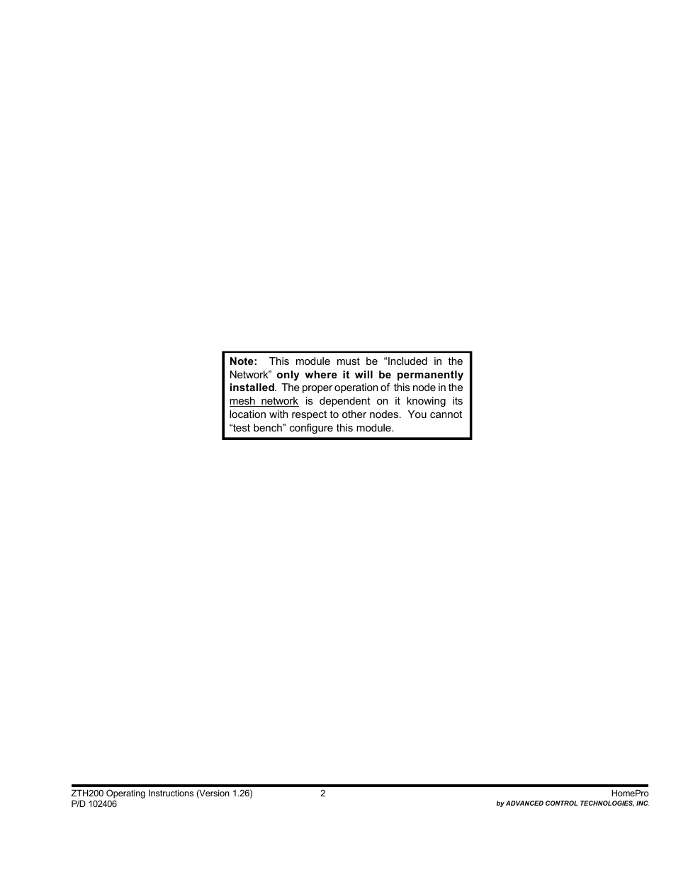Advanced Control Technologies Specs Instructions ZTH210 (RF Controller, HandheldLED Indicator, 868.42MHz) User Manual | Page 2 / 27
