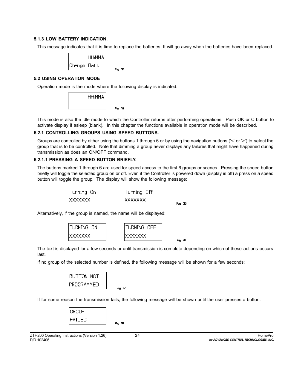 Advanced Control Technologies Specs Instructions ZTH210 (RF Controller, HandheldLED Indicator, 868.42MHz) User Manual | Page 24 / 27