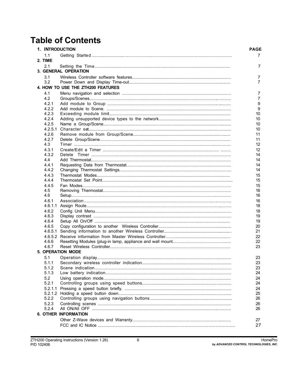 Advanced Control Technologies Specs Instructions ZTH210 (RF Controller, HandheldLED Indicator, 868.42MHz) User Manual | Page 6 / 27
