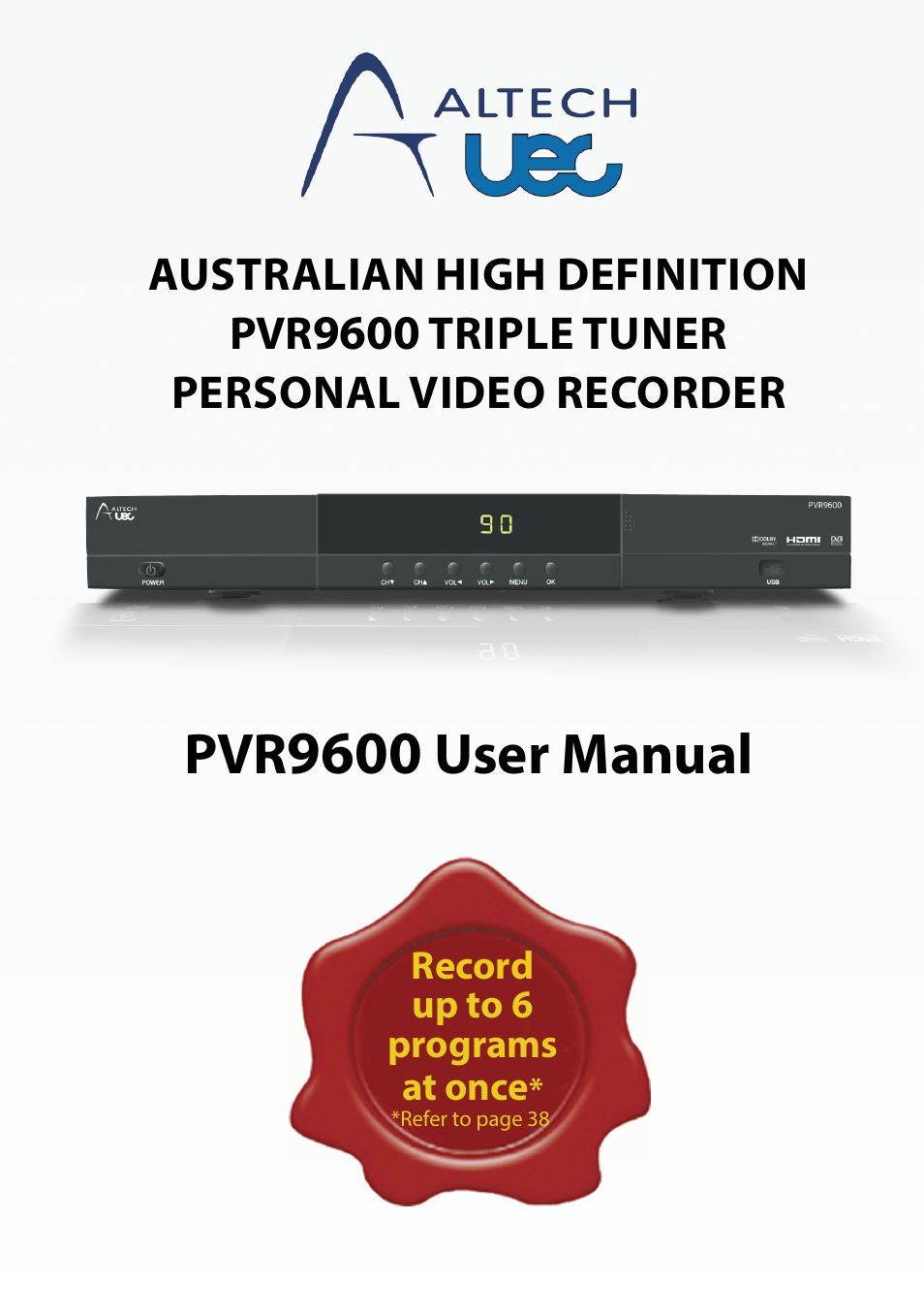 Altech UEC PVR9600T High Definition Triple Tuner User Manual | 52 pages