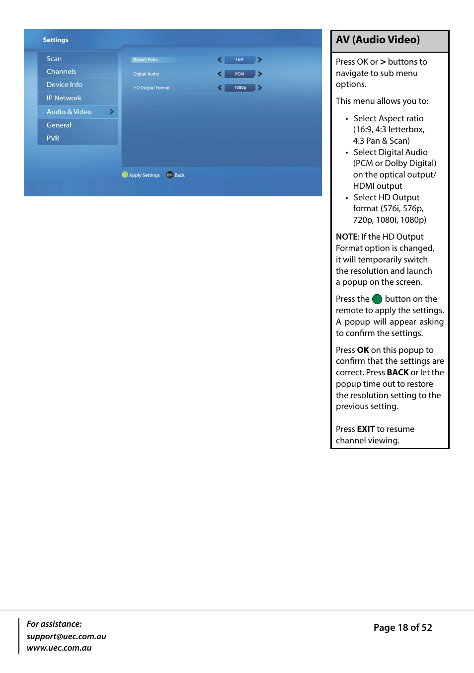 Altech UEC PVR9600T High Definition Triple Tuner User Manual | Page 18 / 52